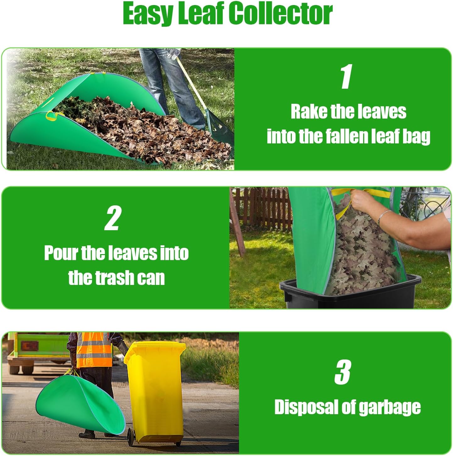 Leaf Collector Bag – Pop-Up Yard Cleanup Tool, Foldable & Reusable Garden Waste Carrier